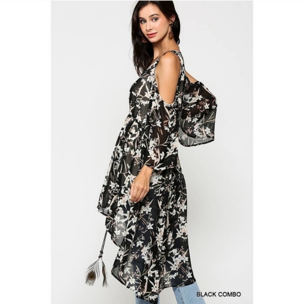 Brand New Blue Heaven Cold Shoulder Kimono